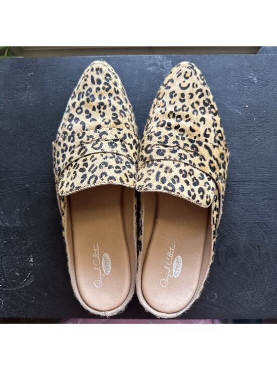 Dr. Scholl's Shoes - Leopard Print Loafers Backless Slide‎ Real Cow Hair